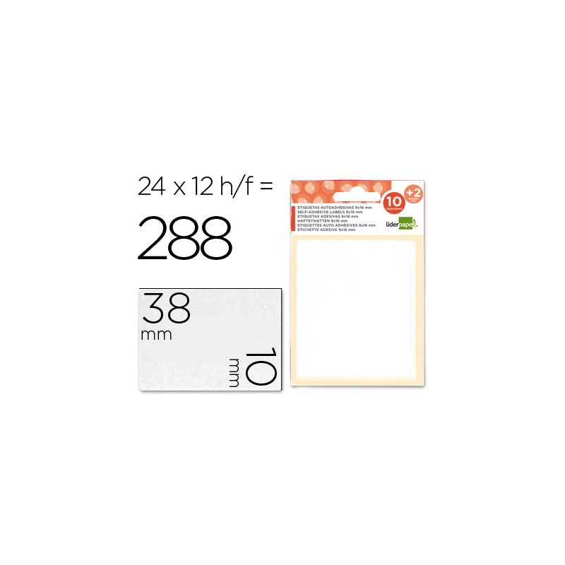 Etiquetas liderpapel sobre de 10 h.  2 h. obsequio 10x38 mm -21 unidades por hoja
