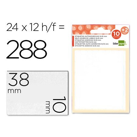 Etiquetas liderpapel sobre de 10 h.  2 h. obsequio 10x38 mm -21 unidades por hoja