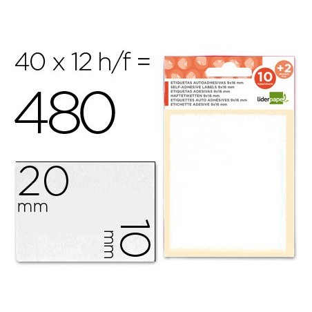 Etiquetas liderpapel sobre de 10 h.  2 h. obsequio 10x20 mm -35 unidades por hoja
