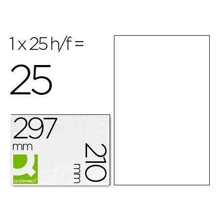 Etiqueta adhesiva q-connect kf00228 -tamaño din a4 -para ink-jet -transparente -caja con 25 hojas din-a4