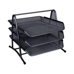 Bandeja sobremesa metalica q-connect kf00823 rejilla negra 3 bandejas movibles 350x278x275 mm
