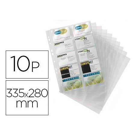 Recambio fundas duraclip para tarjetero 2384 bolsa de 10 hojas capacidad 20 tarjetas por hoja