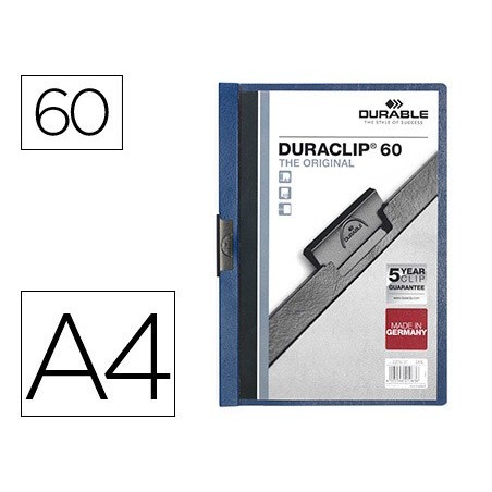 Carpeta duraclip dossier pinza lateral azul oscuro capacidad 60 hojas