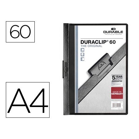 Carpeta duraclip dossier pinza lateral negro capacidad 60 hojas