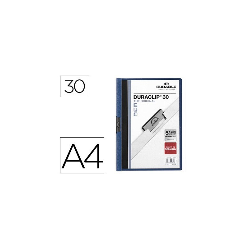 Carpeta duraclip dossier pinza lateral azul oscuro capacidad 30 hojas