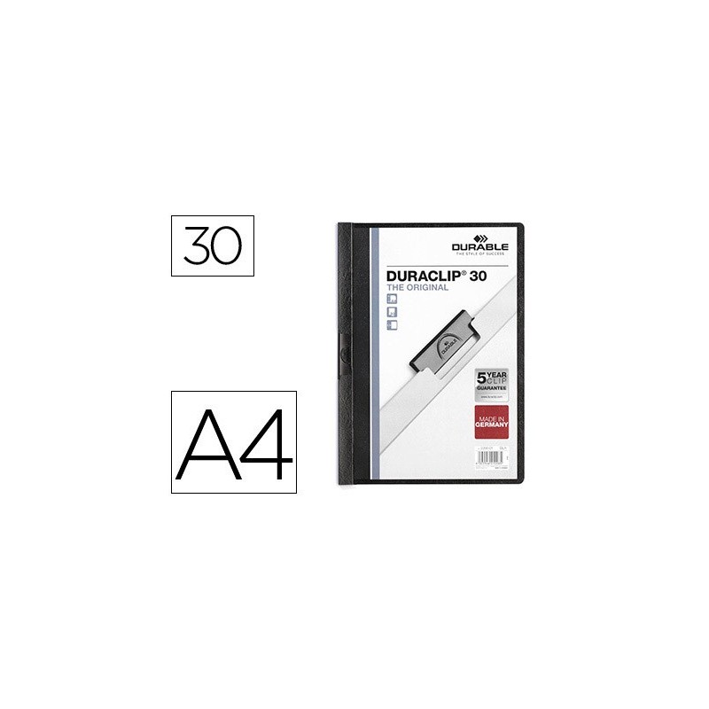 Carpeta duraclip dossier pinza lateral negro capacidad 30 hojas