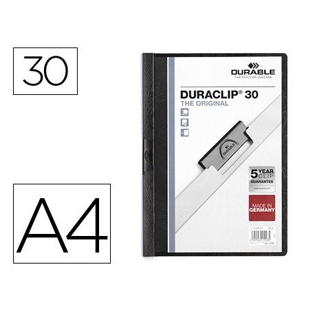 Carpeta duraclip dossier pinza lateral negro capacidad 30 hojas