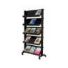Expositor paperflow de suelo movil metalico con 5 repisas negro 140x1700x395 mm