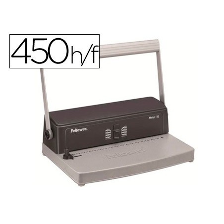 Encuadernadora para espiral metalica fellowes esp 50 perfora 12 hojas tamaño a4 encuaderna hasta 450 hojas