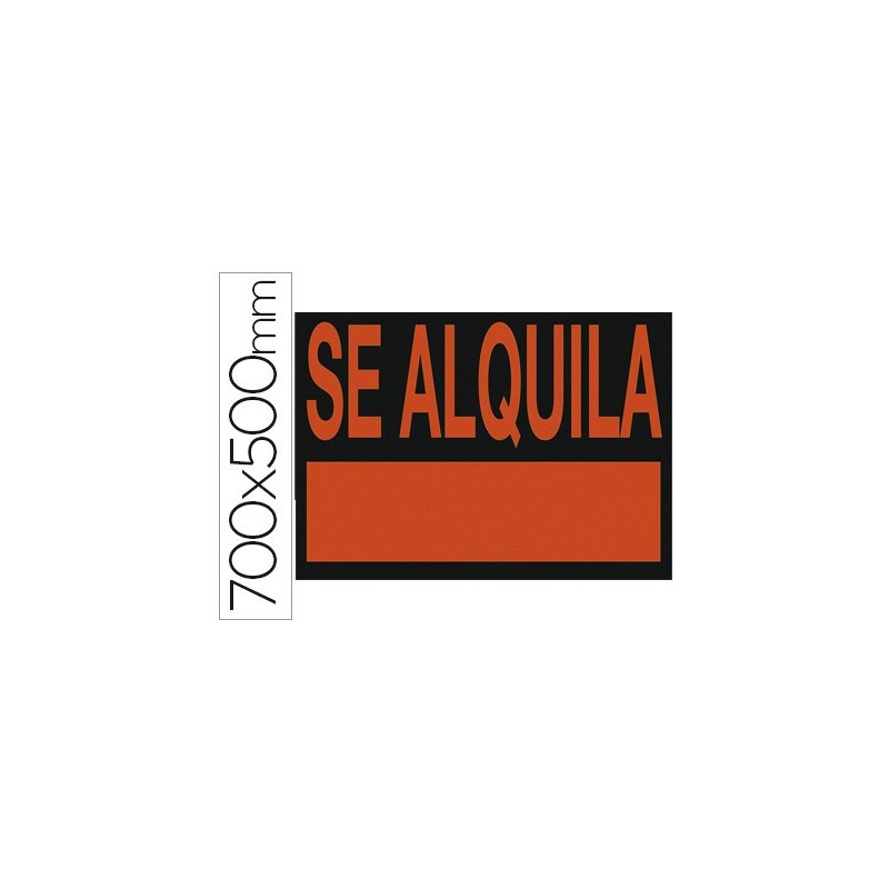 Cartel plastico archivo 2000 \se alquila\ rojo fluorescente 700x500 mm
