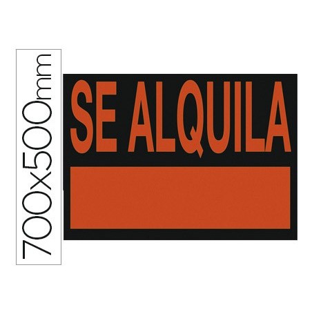 Cartel plastico archivo 2000 \se alquila\ rojo fluorescente 700x500 mm