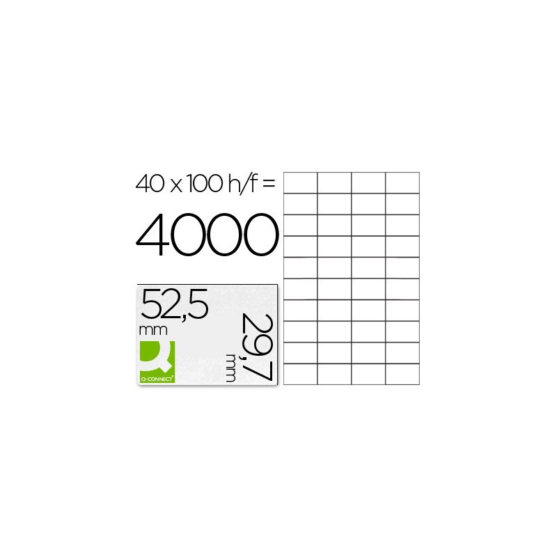 Etiqueta adhesiva q-connect kf00574 -tamaño 52,5x29,7 mm -fotocopiadora -laser -ink-jet-caja con 100 hojas din a4