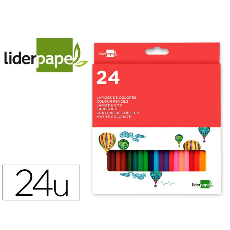 Lapices de colores liderpapel caja de 24 unidades colores surtidos