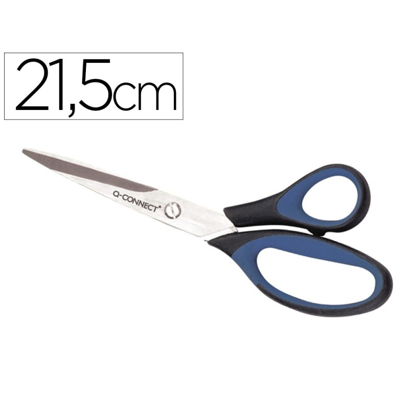 Tijera oficina q-connect mango caucho 8\ 21'5 cm blister de seguridad