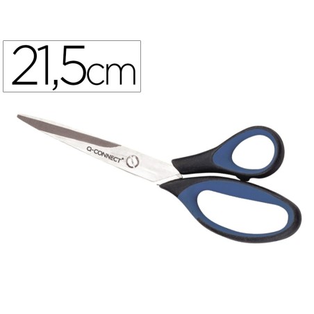 Tijera oficina q-connect mango caucho 8\ 21'5 cm blister de seguridad