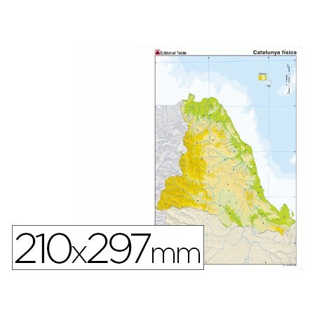 Mapa mudo color din a4 cataluña fisico
