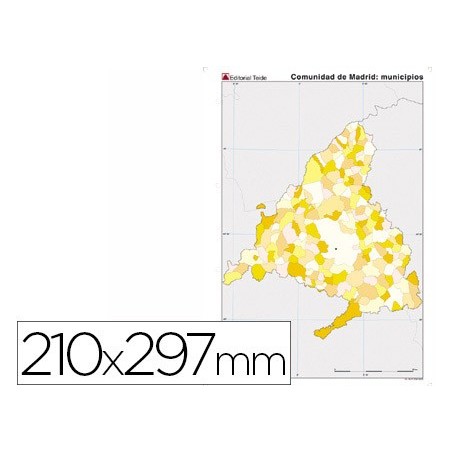 Mapa mudo color din a4 comunidad de madrid politico
