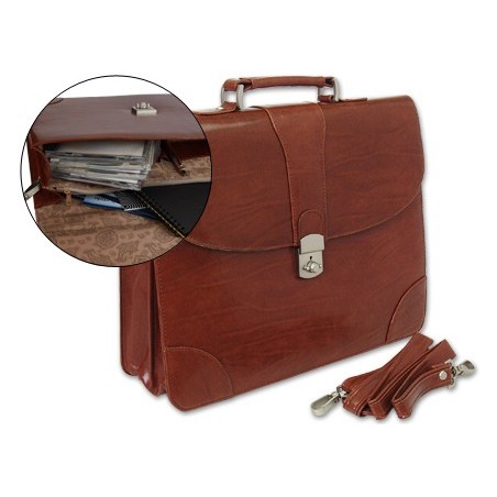 Cartera portadocumentos q-connect kf02610 con correa y dptos interiores marron