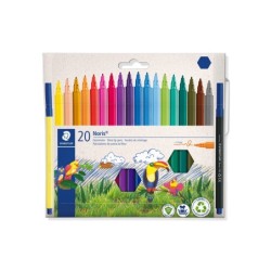 Rotulador staedtler noris 326 punta de fibra nuevo cuerpo hexagonal caja de 20 unidades colores surtidos