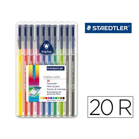 Rotulador staedtler triplus color 323 estuche de 20 unidades colores surtidos