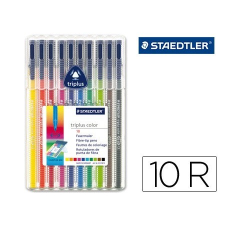 Rotulador staedtler triplus color 323 estuche de 10 unidades colores surtidos