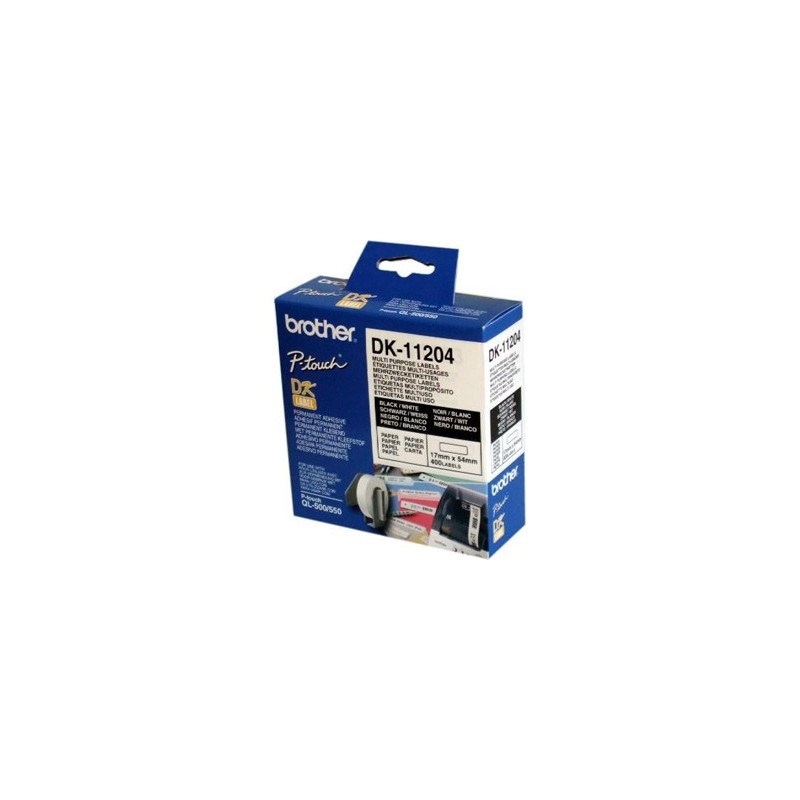 Etiqueta adhesiva brother dk11204 -tamaño 17x54 mm para impresoras de etiquetas ql -400 etiquetas-