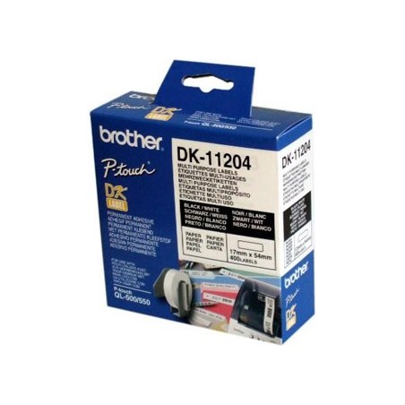 Etiqueta adhesiva brother dk11204 -tamaño 17x54 mm para impresoras de etiquetas ql -400 etiquetas-