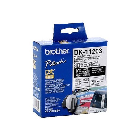 Etiqueta adhesiva brother dk11203 -tamaño 17x87 mm para impresoras de etiquetas ql -300 etiquetas-