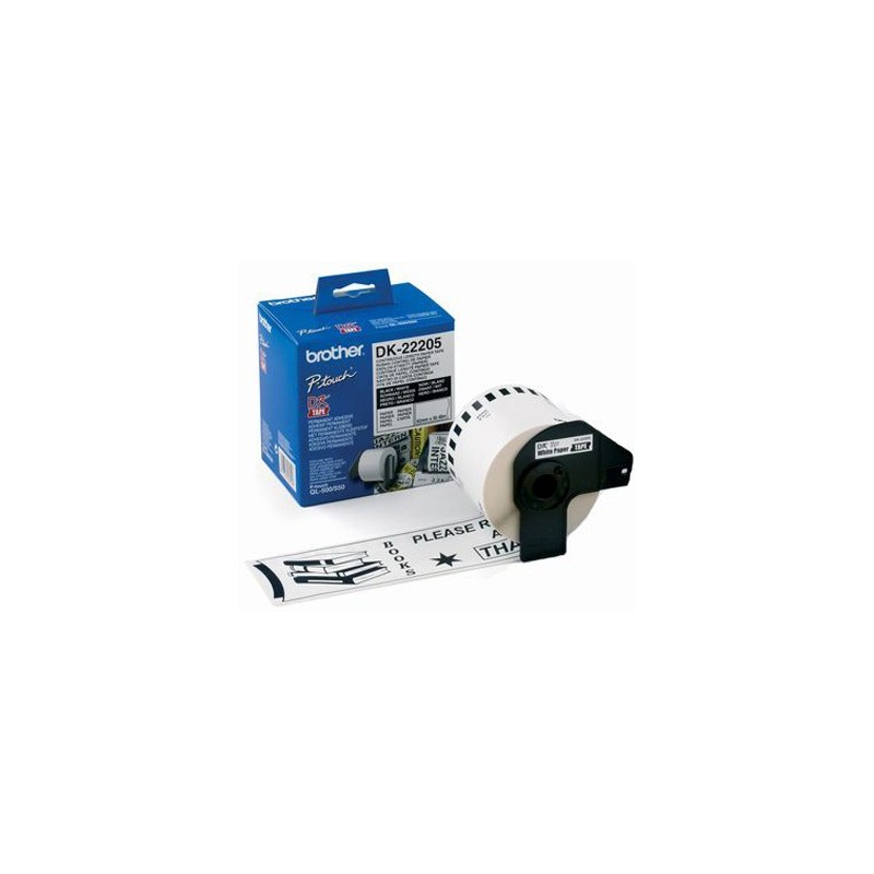 Cinta de papel continuo brother dk-22205 para impresoras de etiquetas ql