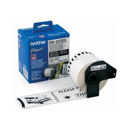 Cinta de papel continuo brother dk-22205 para impresoras de etiquetas ql