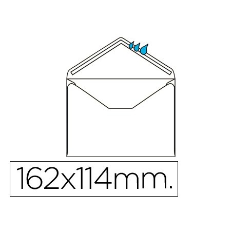 Sobre liderpapel n.21 blanco c6 114x162 mm engomado solapa de pico caja de 500 unidades