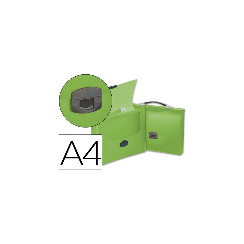 Carpeta liderpapel portadocumentos broche polipropileno din a4 verde transparente con asa
