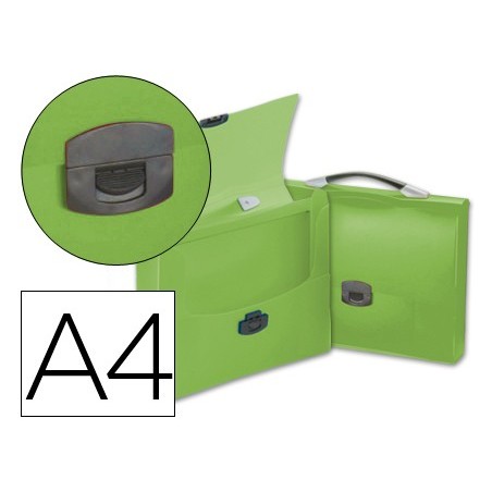 Carpeta liderpapel portadocumentos broche polipropileno din a4 verde transparente con asa