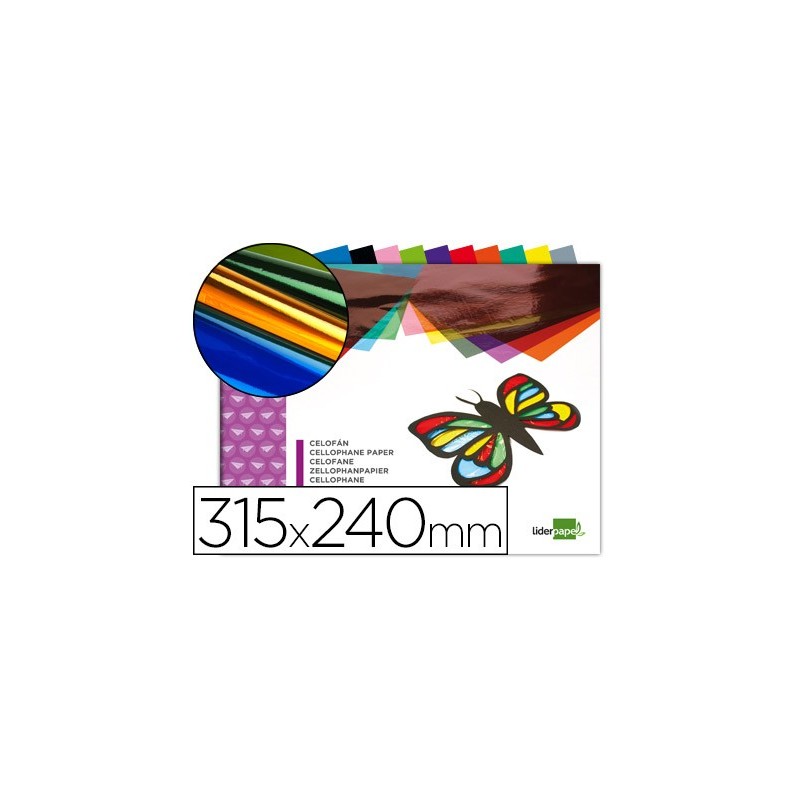 Bloc trabajos manuales liderpapel celofan 240x315mm 10 hojas colores surtidos