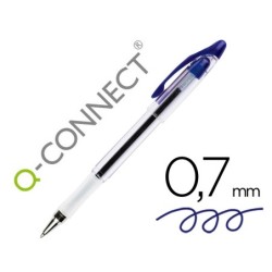 Boligrafo q-connect delta azul sujecion de caucho con capuchon