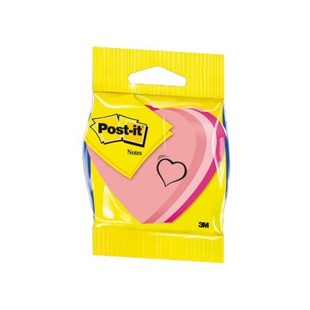 Blister papeleria 3m 2007h cubo de notas post-it troquelado corazon 3 colores neon