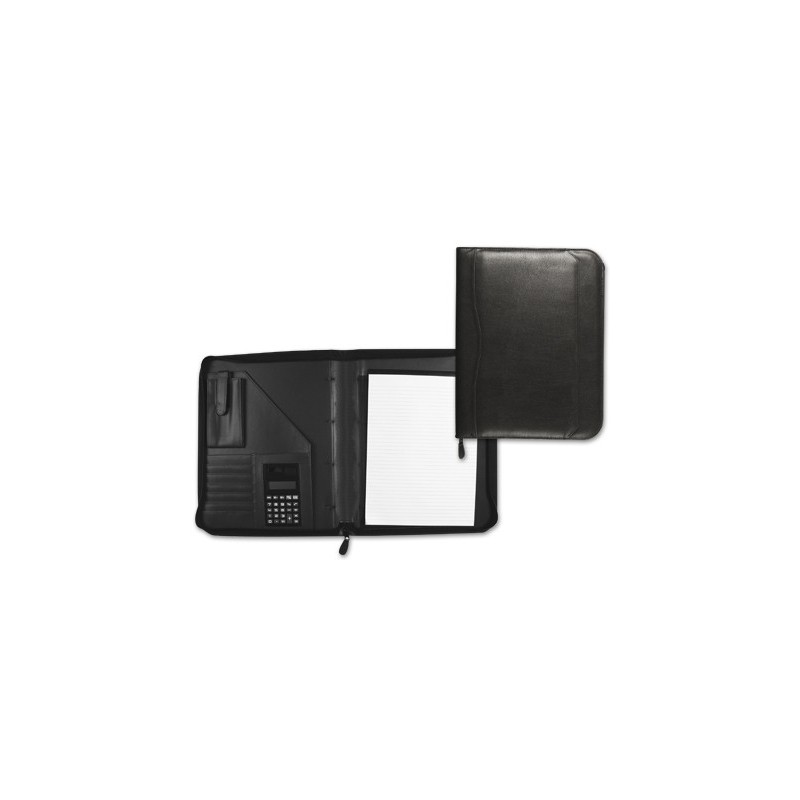 Carpeta portafolios q-connect cremallera sin anillas con calculadora y bolsa para movil color negro 260x355 mm