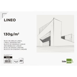 Bloc dibujo liderpapel lineal encolado 230x325mm 20 hojas 130 gr/m2 con recuadro