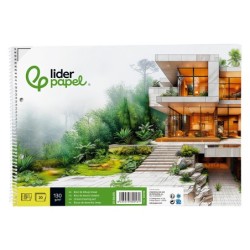 Bloc dibujo liderpapel lineal espiral 230x325mm 20 hojas 130gr/m2 con recuadro 2 taladros perforado