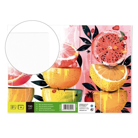 Bloc dibujo liderpapel artistico encolado 230x325mm 20 hojas 130g/m2 sin recuadro