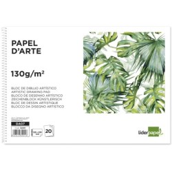 Bloc dibujo liderpapel artistico frutal espiral 230x325 mm 20 hojas 130g/m2 sin recuadro perforado