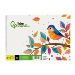 Bloc dibujo liderpapel escolar espiral 230x325mm 20 hojas 90 gr/m2 sin recuadro