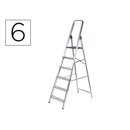 Escalera q-connect de aluminio 6peldaños 1203x510x1895 mm peso maximo 150 kg en-131