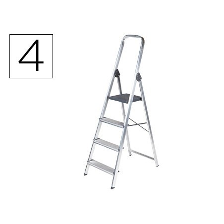 Escalera q-connect de aluminio 4 peldaños 860x462x1470 mm peso maximo 150 kg en-131