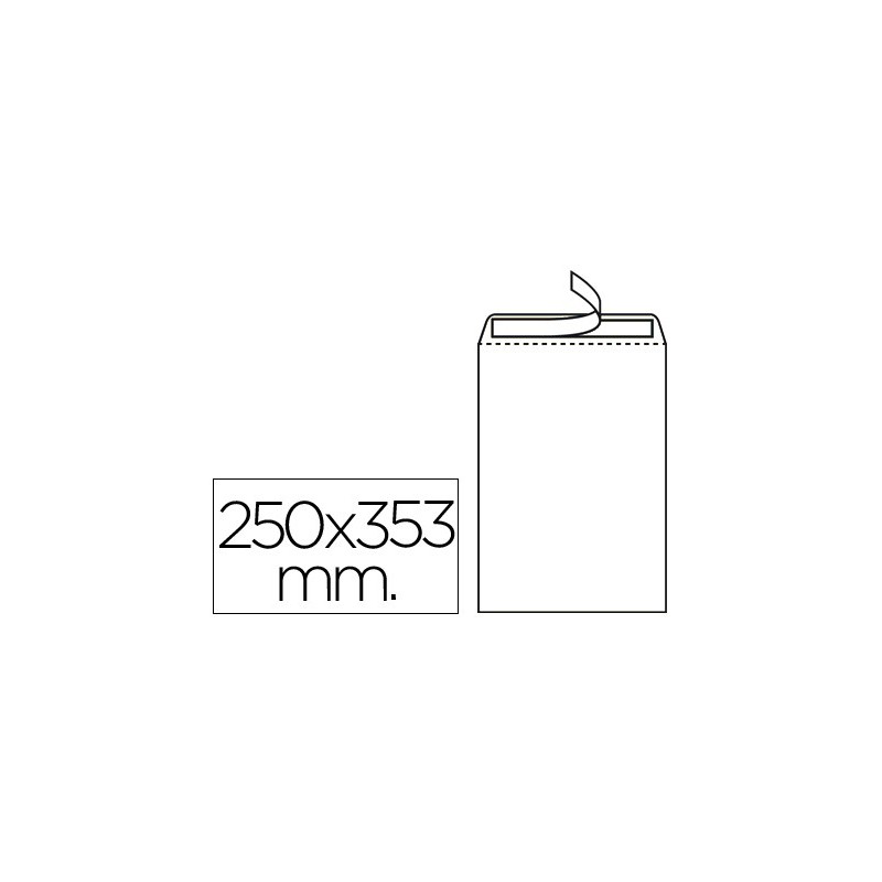 Sobre liderpapel bolsa n.10 blanco folio prolongado 250x353mm tira de silicona caja de 250 unidades