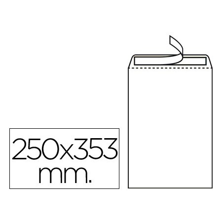 Sobre liderpapel bolsa n.10 blanco folio prolongado 250x353mm tira de silicona caja de 250 unidades