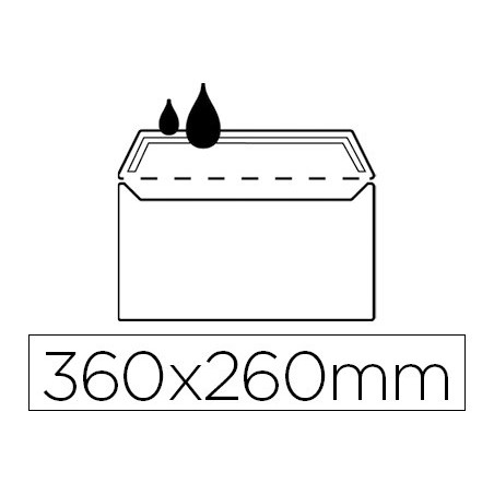 Sobre liderpapel n.16 blanco folio especial 260x360mm silicona caja de 250 unidades solapa recta