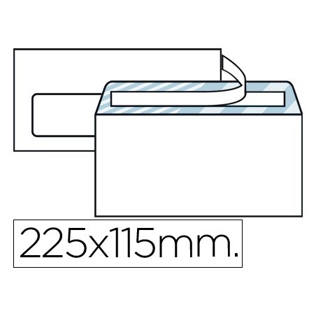 Sobre liderpapel n.6 blanco americano ventana izquierda 115x225 tira silicona open system caja de 500 unidades