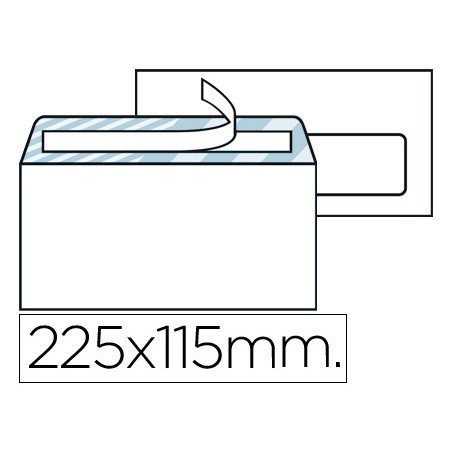 Sobre liderpapel n.4 blanco americano ventana derecha 115x225mm tira silicona open system caja de 500 unidades