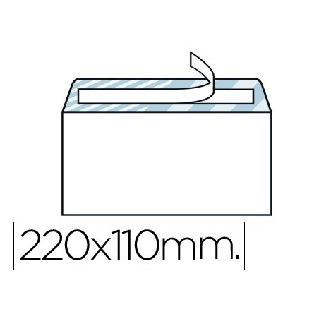 Sobre liderpapel n.2 blanco din americano 110x220mm tira de silicona open system caja de 500 unidades